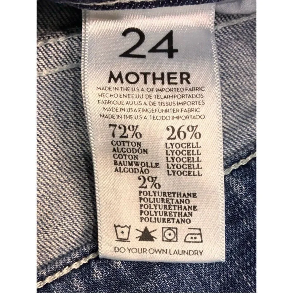 MOTHER The Muse Ankle Jeans 24x28 Blue Hooked Destroyed Stretch Denim EUC